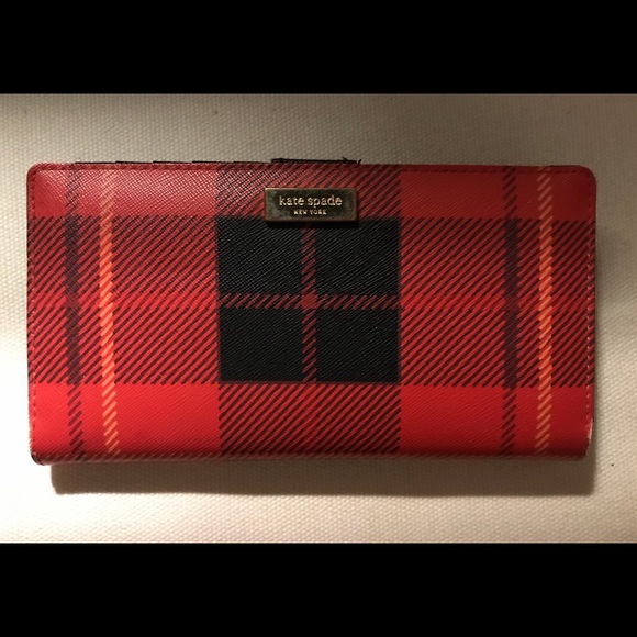 Kate Spade Woodland Plaid Stacy Bifold Wallet - Picture 2 of 5